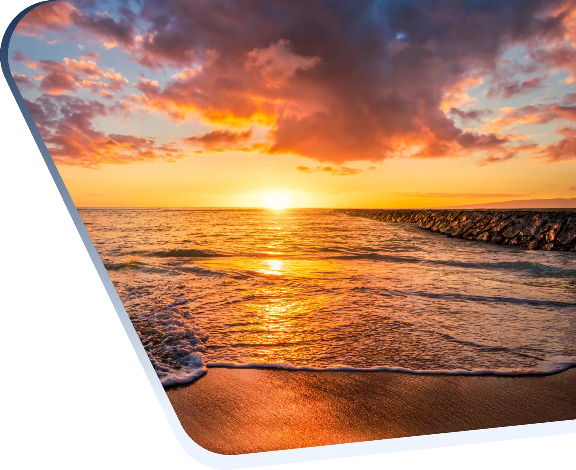 Vibrant beach sunset scene